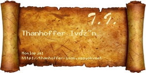 Thanhoffer Iván névjegykártya